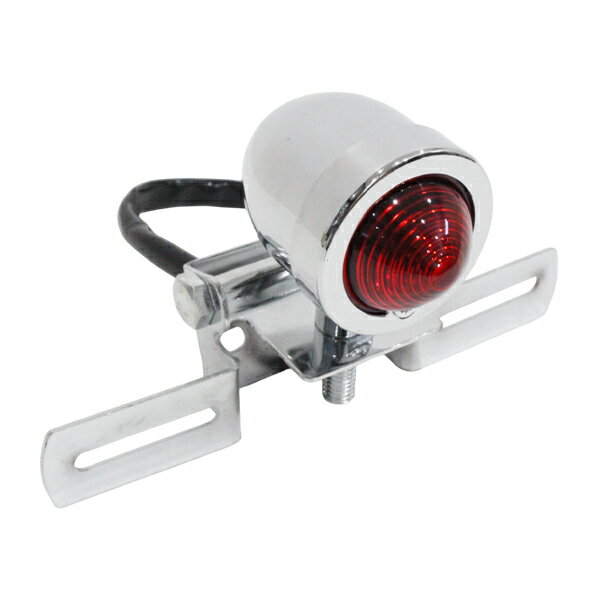 バイク テールランプ メッキ ビレット ブレット ハロゲン アメリカン カフェレーサー レトロ シルバー ..