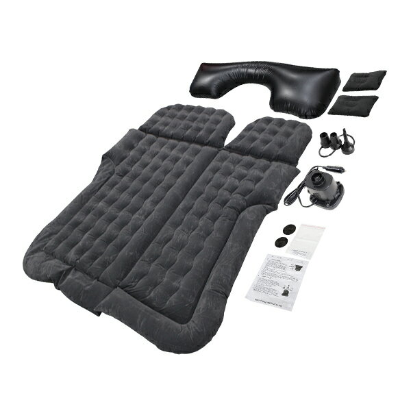 車中泊 エアーベッド 車載 車用 電動ポンプ付き ホンダ フィット 枕付き エアーマット ブラック 後部座席用 エアー マット ベッド ベット