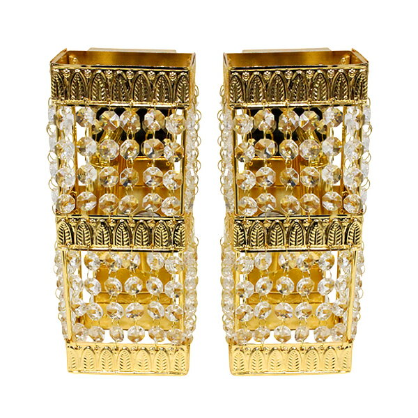 壁掛け シャンデリア 2個セット ゴールドメッキ 12V 24V BA15S 口金仕様 クリスタルビーズ トラック デ..