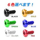 【メール便送料無料】 汎用 アルミボルト M6×20mm ブラック 黒/ブルー 青/ゴールド 金色/グリーン 緑/レッド 赤/シルバー 銀色 1個 単品 カラーボルト 六角 トラスボルト