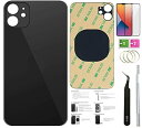 12バックガラス iPhone 12用 バックカバーガラス (6.1インチ) 取り付け済みテープ+取り付け説明書 + 修理ツール + スクリーンプロテクター (ブラック)(2)