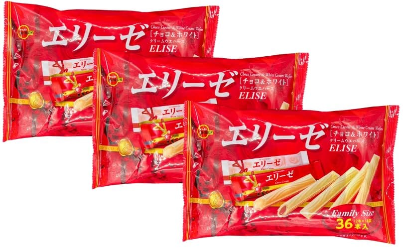 ブルボン エリーゼ チョコ＆ホワイト クリームウエハース ファミリーサイズ 36本入り（2本×18袋）×3袋セットのサムネイル
