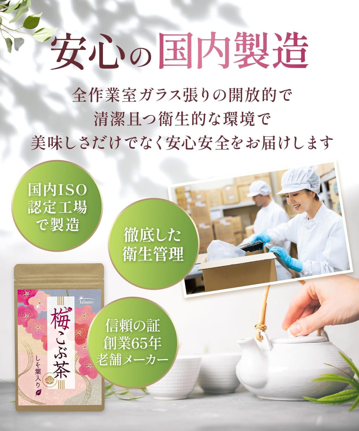 梅昆布茶 80g（40杯分）国産素材・国内生産の 梅昆布茶 創業65年老舗メーカーが作ったこだわりの 梅昆布茶 しそ葉入り 専用スプーン付き (80gx1袋)