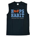 バスケットボール ノースリーブ 「HOOPS HABIT(ブラック)」ノースリ バスケシャツ バスケユニフォーム Vネック メンズ ジュニア タンクトップ バス...