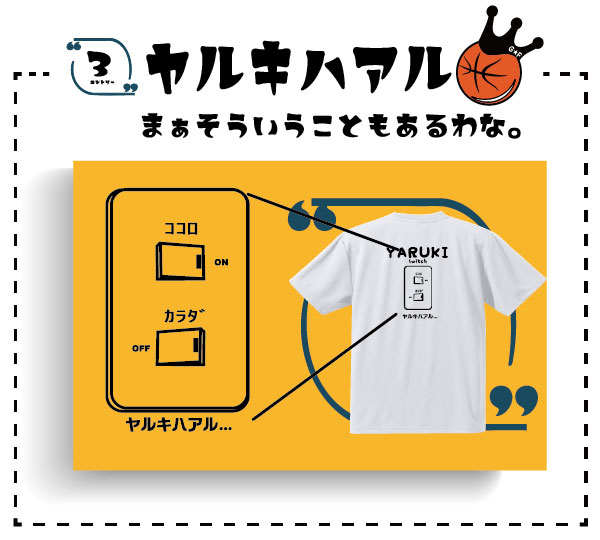 【9/10はエントリーでP10 倍】Tシャツ「やる気すいっち ヤルキハアル...(綿100%) 」半袖 バスケTシャツ やる気スイッチ バスケウェア おもしろTシャツ面白い 楽しい かわいい プレゼントにも( 120 130 140 150 160 S M L XL XXL ) 【受注後プリント】