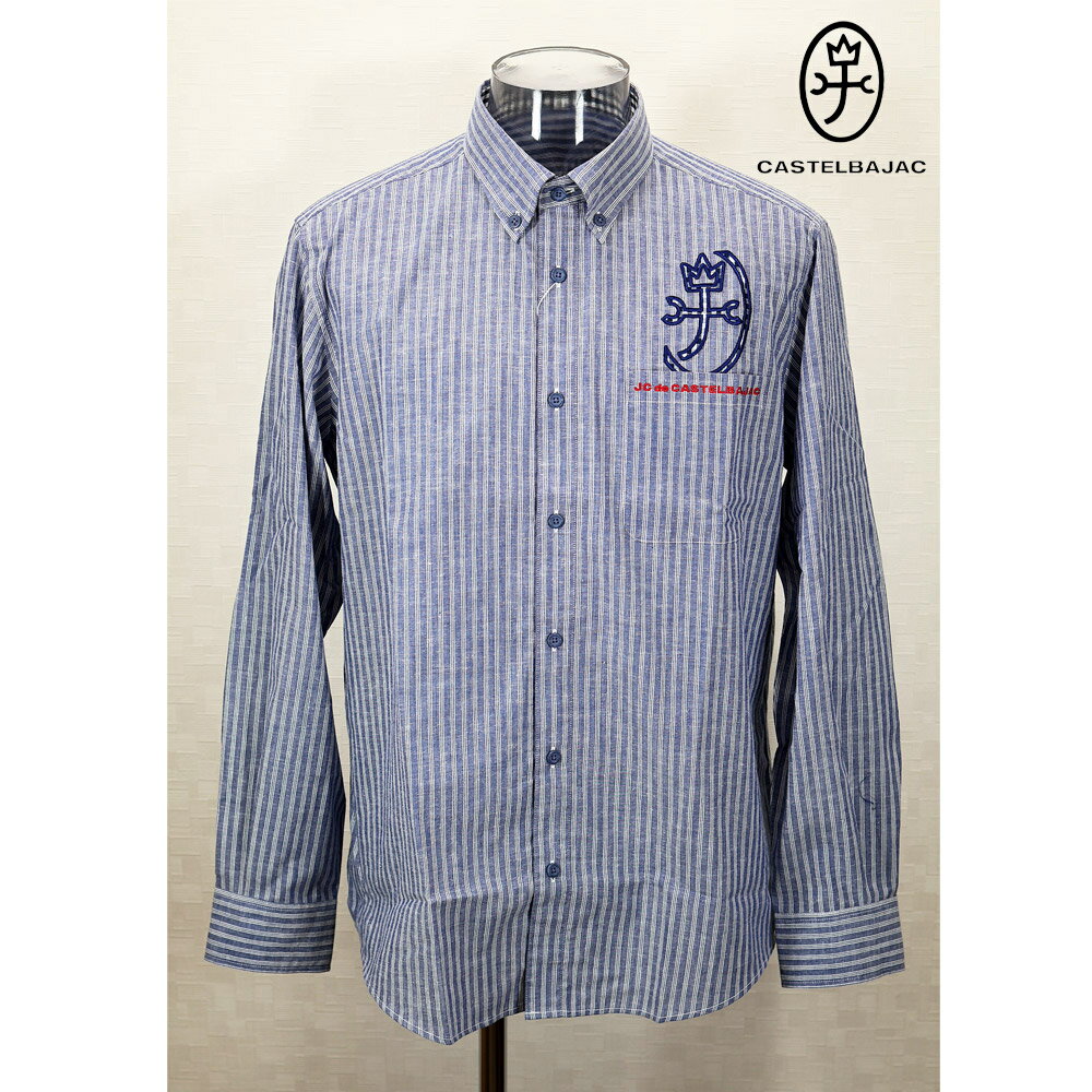 ★2025 春夏 新作 ・30%OFF・カステルバジャック【*002*】綿・麻混ボタンダウンシャツ＜Lサイズ・LLサイズ＞-bc1・bc2