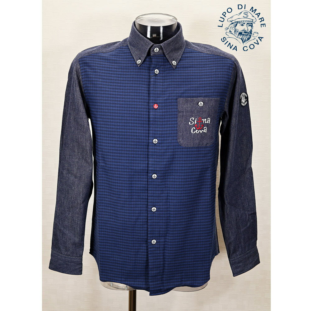 ★シナコバ【*001*】【ebee】＜ 40%OFF＞秋冬長袖ボタンダウンシャツ＜Mサイズ・Lサイズ・LLサイズ＞インデゴ・ギンガム-eb157・eb158・eb159