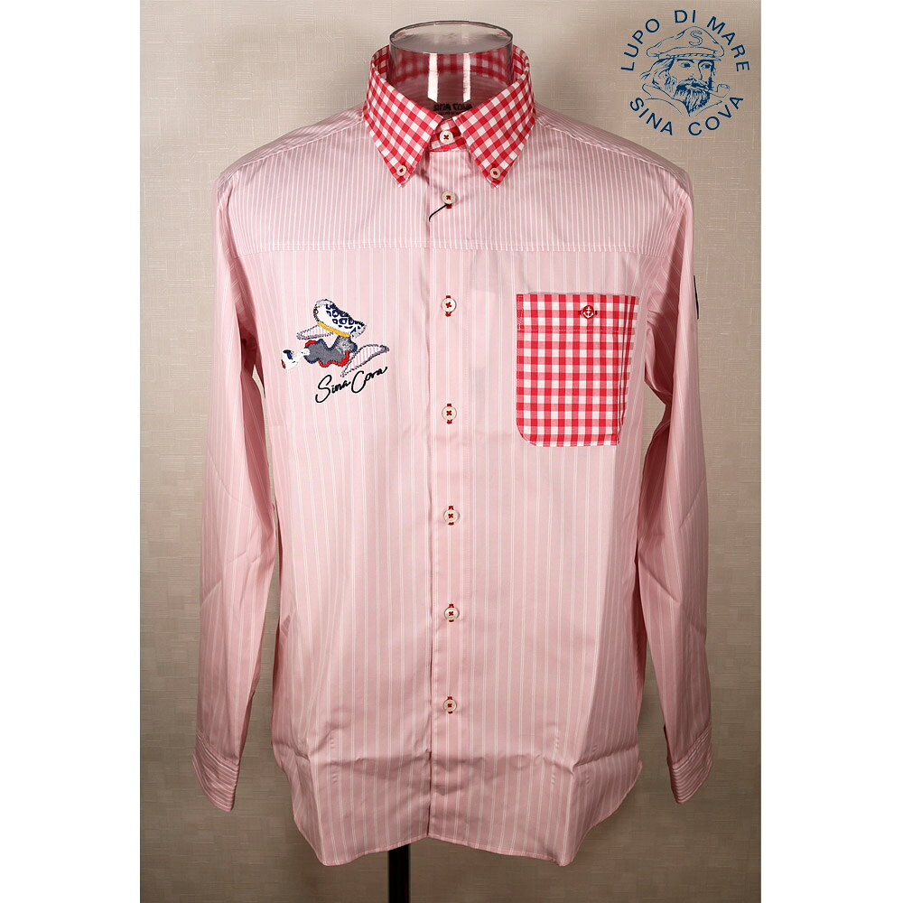 Rakuten - ★シナコバ【*001*】2024・春・夏＜30%OFF＞ 長袖クレージーボタンダウンシャツ＜Lサイズ・LLサイズ＞ピンク×レッド-ec46・ec47