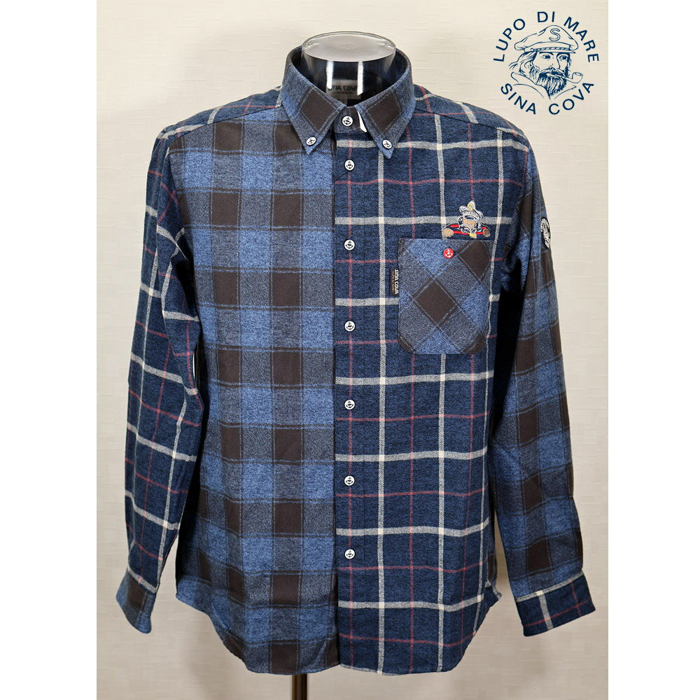 ★2024 秋冬 シナコバ【 001 】【ebee】40％OFF 長袖チャック柄クレイジーパターン ボタンダウンシャツ＜Lサイズ LLサイズ＞-ee116