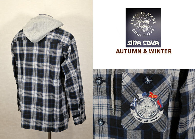 ★2025 秋冬 新作 シナコバ【*001*】フード付きシャツジャケット起毛タッチ ＜Mサイズ・Lサイズ・LLサイズ＞-eg121・eg122・eg123