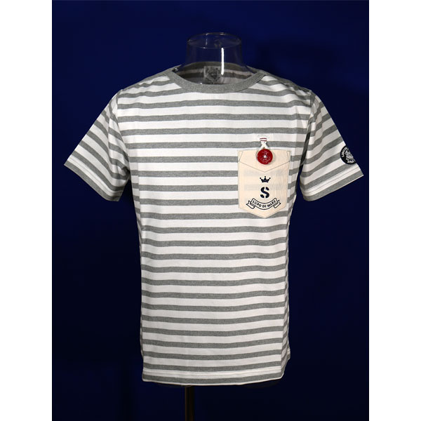 ★シナコバ【*001*】【*BIG SALE*】50%OFF・春夏半袖ボートネックTシャツ<M・Lサイズ>モクグレー・白-kh35・kh37