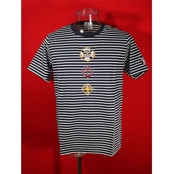 ★シナコバ【*001*】【*BIG SALE*】50%OFF・春夏半袖Tシャツ<Lサイズ>紺・白・ボーダー-ko208・ko209