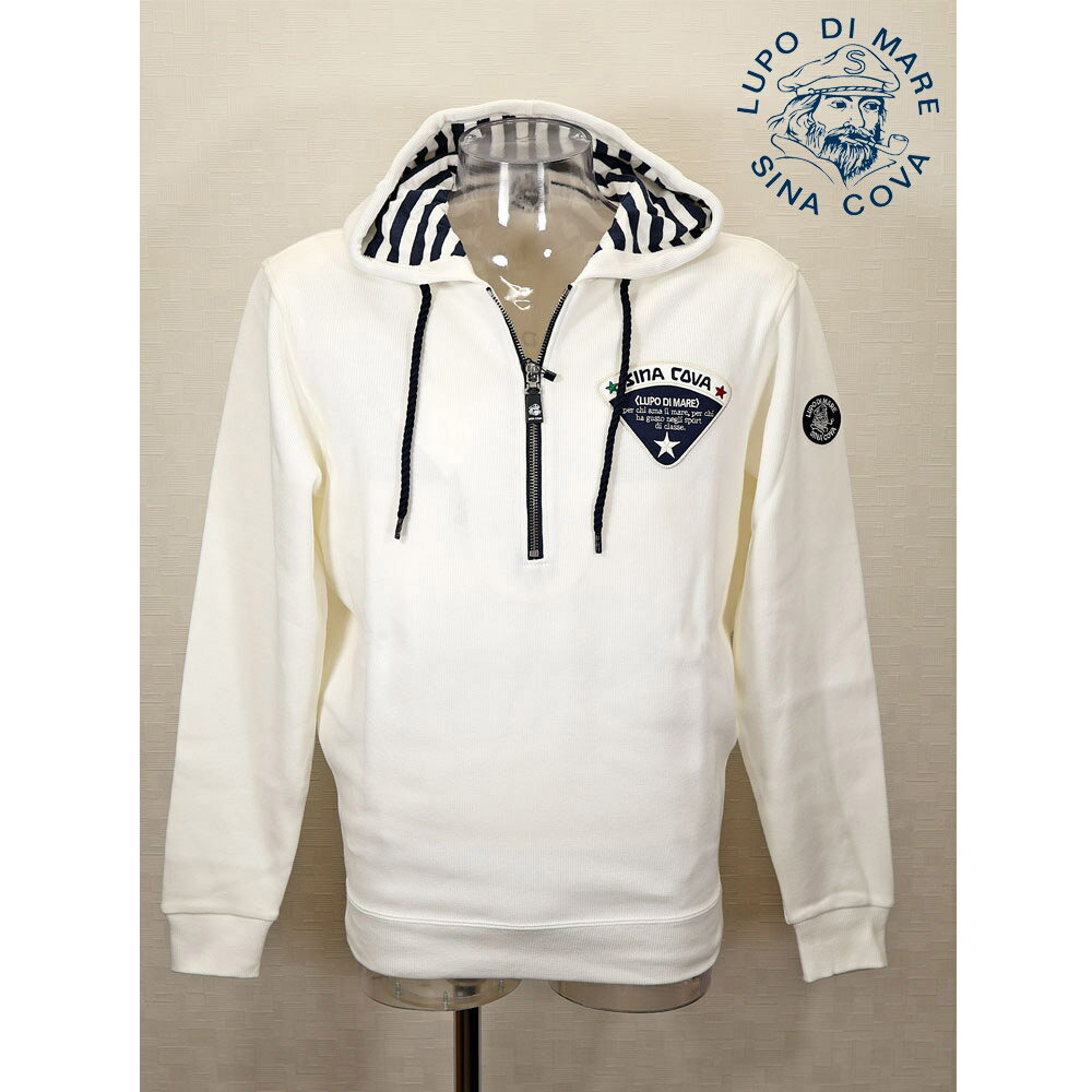 ★シナコバ【*001*】＜40％OFF・SINA COVA & Guest-One コラボ　ジップパーカー　限定品＞秋冬ジップパーカー＜M・L・LLサイズ＞オフ白-kt89・kt91・kt93