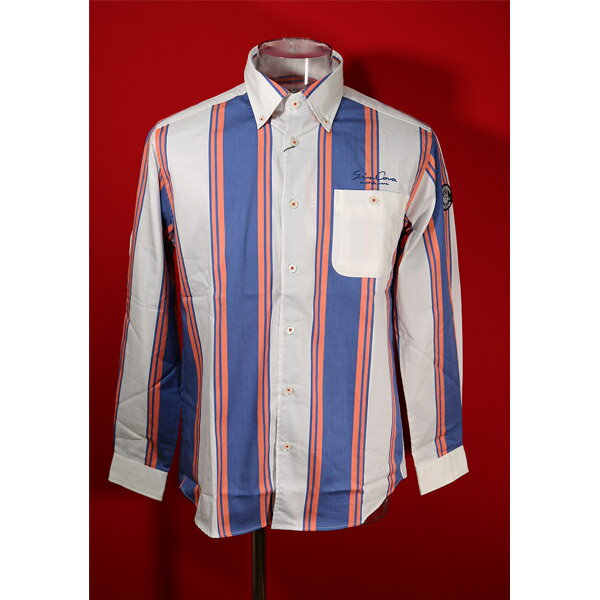 扣領v領襯衫 - ★シナコバ【*001*】【*BIG SALE*】50％OFF・秋冬長袖ボタンダウンシャツ＜Mサイズ＞ホワイト・ブルー・オレンジ・ストライプ-kv42