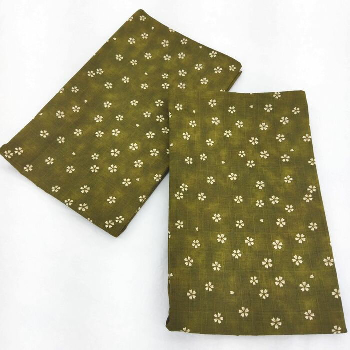 2枚組　小花　桜柄　座蒲団 カバー 座布団カバー　55×59cm　銘仙判　55×59　綿100％　日本製　茶色　カーキ　黄土色　座蒲団カバー　ざぶカバー　ザブカバー　ざぶとんカバー　綿100％　グリーン　お茶色　和風　全開ファスナー　紬調　コットン100％　コットン