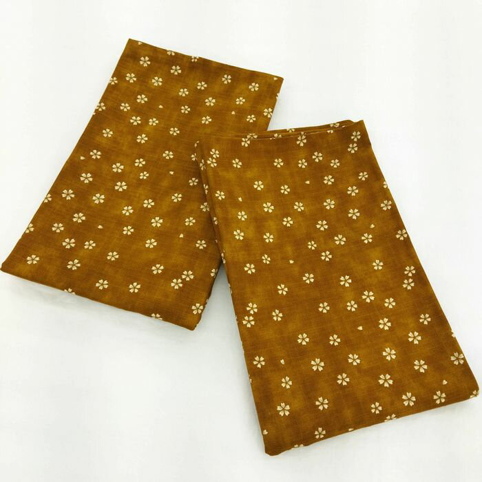 2枚組　小花　桜柄　座蒲団 カバー 座布団カバー　55×59cm　銘仙判　55×59　綿100％　日本製　茶色　カ..