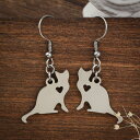 ステンレス製 猫シルエット ハートアクセントフックピアス 天然石ジュエリーのお店 ピアス おしゃれ かわいい プレゼントにもおすすめ♪ ハッピーエイト