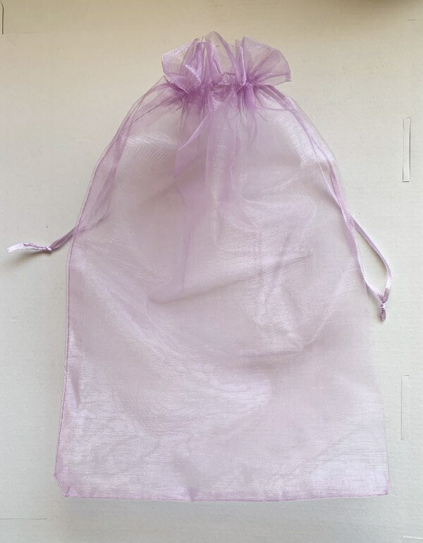 30×20cm 20枚セット オーガンジーポーチ ラベンダー　薄紫　ちょっと大きめサイズでアメニティ入れにもお役立ち 天然石ジュエリーのお店 プレゼント ラッピング 包装 オーガンジー 巾着袋 ハッピーエイト