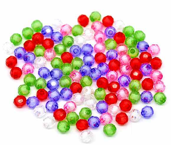 6mm多面カットアクリルビーズ約500個＠1.8円！