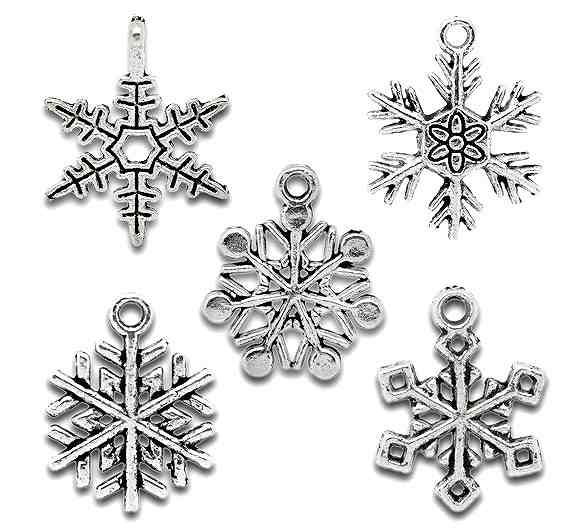 雪の結晶スノーフレークチャームいろいろ50個セット＠25円！ 天然石ジュエリーのお店 ハッピーエイト