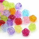 12mm3Dフラワー型クリアカラーアクリルビーズmix約300個 単価4円 天然石ジュエリーのお店 ハッピーエイト