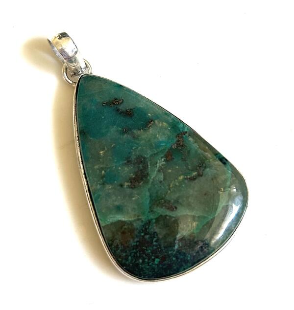 クリソコラドロップシルバー925プレートペンダントトップ