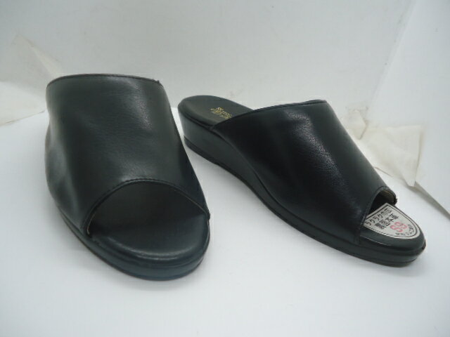 ★文和！レディスコンフォートサンダル NO-373 オープントウ 黒 EEEE。