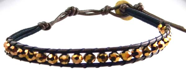 ビーズ ブレスレット カット入りミラーブラウン ストーンビーズブレス 男女兼用/在庫限り価格【ギフト包装無料】