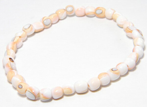 シェルブレスレット プカシェル貝ブレス斑入りピンク/メンズ男女兼用 ブレス/メール便可【ギフト包装無料】