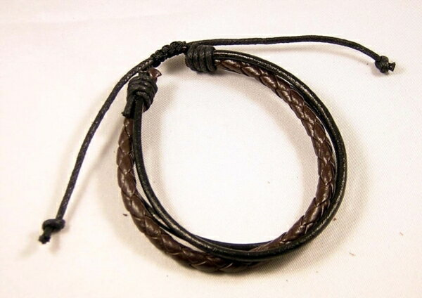 革3連ブレスレット フリーサイズ ブラウン/メール便可【ギフト包装無料】