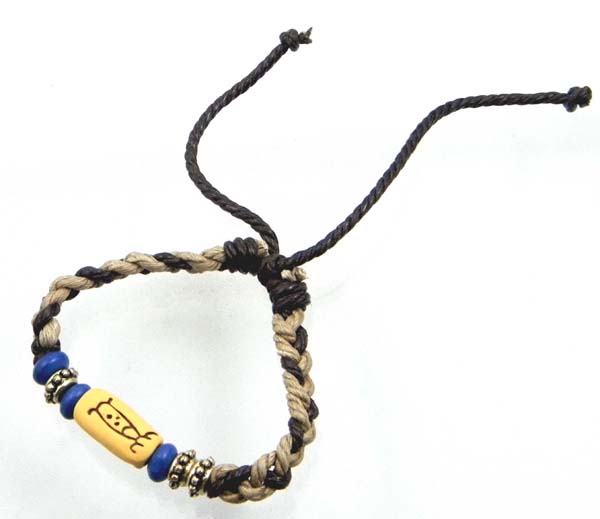 エスニックブレスレット ビーズ紐ベージュ/フォークロア 民族調 ブレスレット/メール便可【ギフト包装無料】