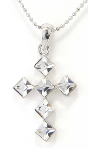 レディースネックレス　クリスタルストーン/菱型石　シンプル/メール便可【ギフト包装無料】