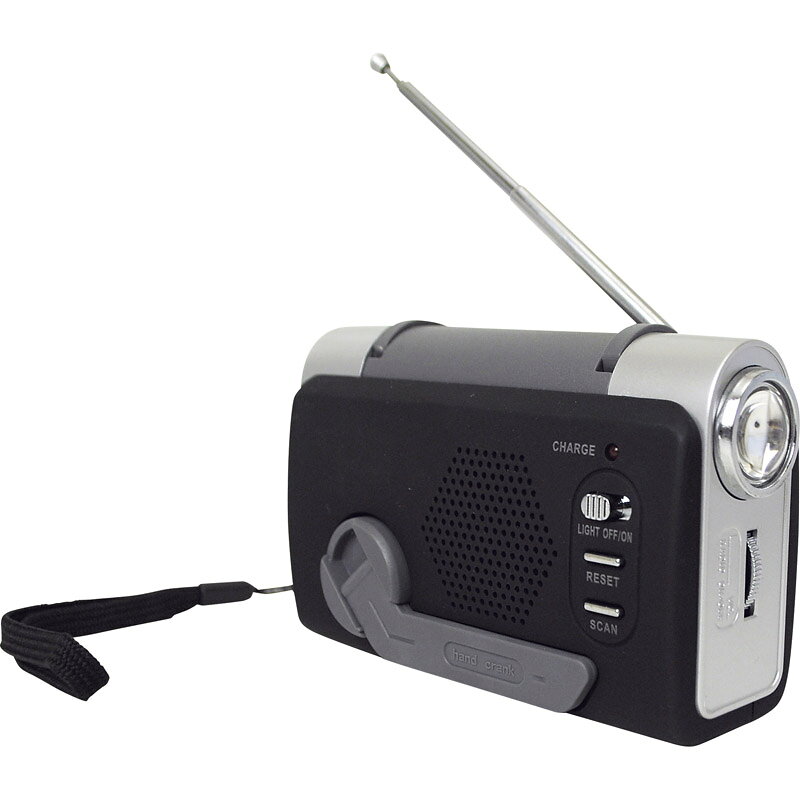 LEDダイナモラジオ 37214 【防災グッズ ぼうさい 非常時 災害時 避難所生活 備え 停電時 停電対策 てまわし 手回し充電器 スマホ充電 便利 ライト付き 懐中電灯】[tr]