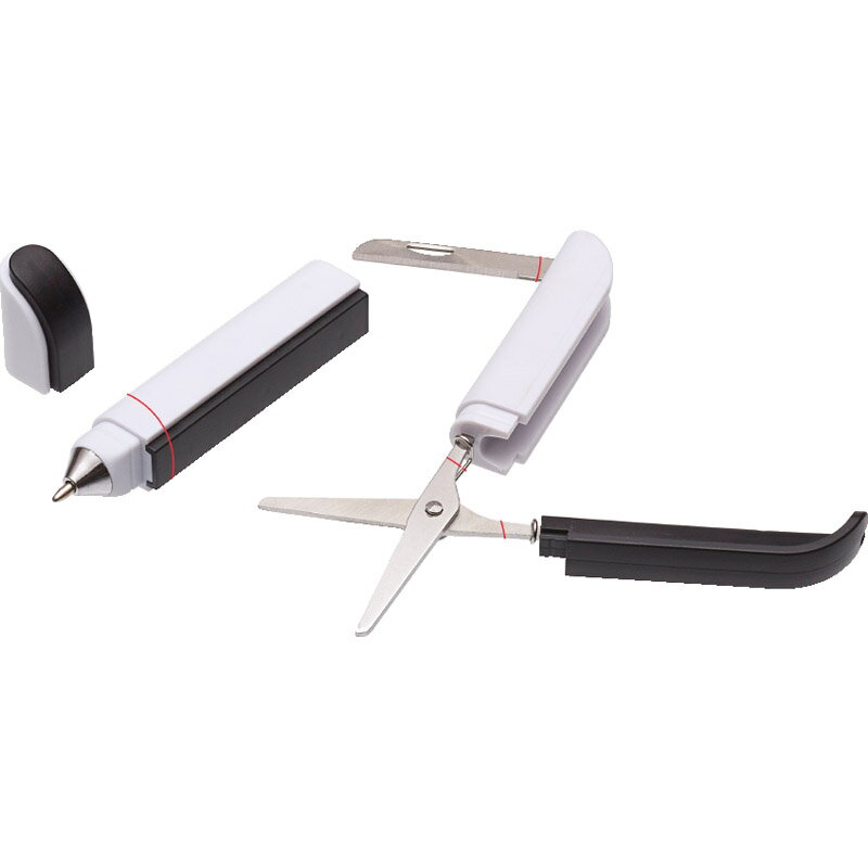 ハサミ・オープナーナイフ付ボールペン SJ-37S[tr] 名入れ可