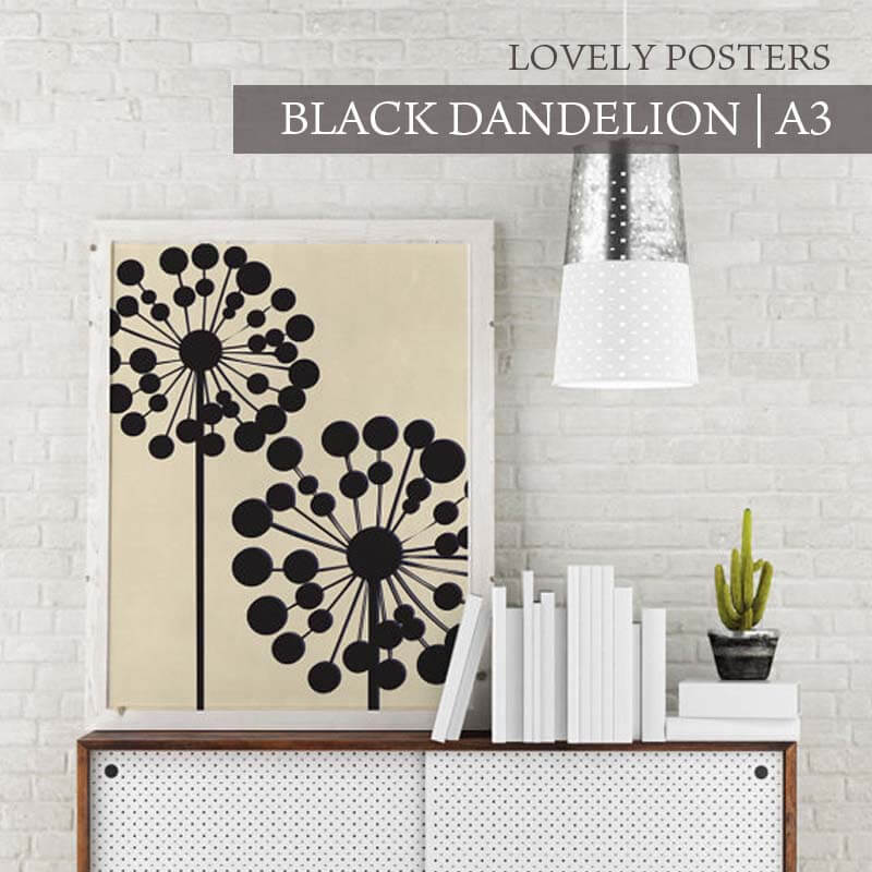 LOVELY POSTERS | BLACK DANDELION | A3 アートプリント ポスター インテリア 北欧 雑貨 北欧 おすすめ おしゃれ 人気 プレゼント ギフト シンプル モダン レトロ 白黒 インテリア ポスター ア…