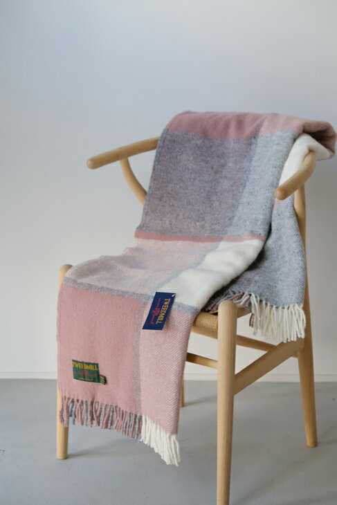 ツイードミル ブランケット TWEEDMILL | Block Check Charcoal/Dusty Pink Throw | スロー (150x183cm) 送料無料 ツイードミル ブランケット