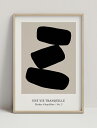 CARO CARO PRINTS | Black & Beige Scandinavian Art Print (GMTC-3501) | アートプリント / アートポスター (50x70cm) 北欧 アブストラクト 誕生日プレゼント リビング アート お洒落 シンプル 一人暮らし インテリア お誕生日 かわいい 絵 デザイン 雑貨 インテリア 寝室