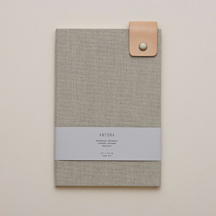 ANTORA | Hardcover Notebook (natural/leather strap) | ノートブック アントラ リネン サスティナブル