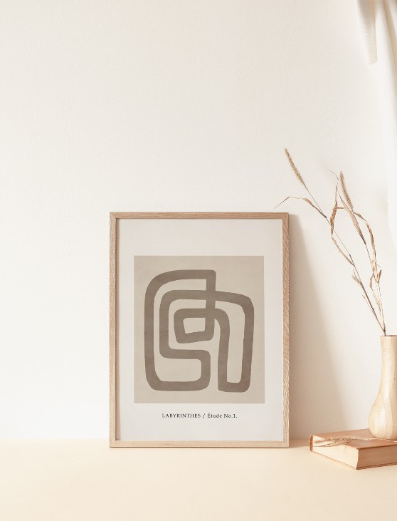 北欧雑貨と音楽 HAFEN ハーフェンのCARO CARO PRINTS | Abstract Beige Art Print (GMTC-6701) | アートプリント/アートポスター (30x40cm) 北欧 アブストラクト｜アングル2