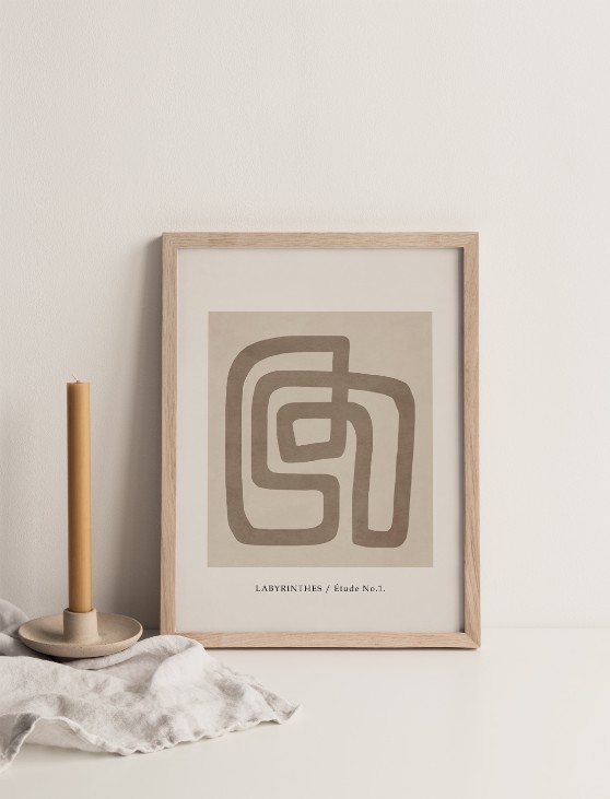 北欧雑貨と音楽 HAFEN ハーフェンのCARO CARO PRINTS | Abstract Beige Art Print (GMTC-6701) | アートプリント/アートポスター (30x40cm) 北欧 アブストラクト｜アングル3