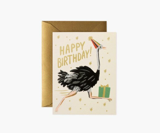 RIFLE PAPER CO. | OSTRICH BIRTHDAY (GCB082) | 誕生日祝い | グリーティングカード ライフルペーパー ステーショナ...
