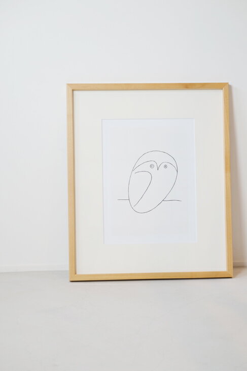 PABLO PICASSO (パブロ・ピカソ) | Le hibou (natural frame) | アートプリント/アートポスター フレーム付き 北欧 スカンジナビアン ギフト ナチュラル 誕生日プレゼント 玄関 ポスター 額 リビング お洒落 アート 木製 シンプル フレーム インテリア お誕生日 ピカソ 寝室