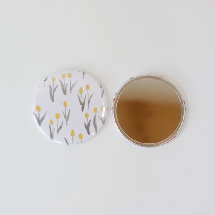 otsukiyumi | compact mirror (tulip yellow) | コンパクトミラー 手鏡 携帯ミラー 水彩 かわいい ギフト プレゼント