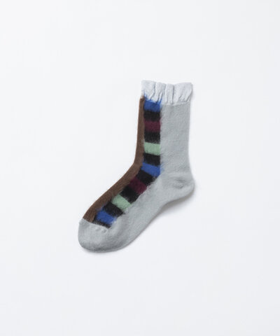 トリコテ 靴下 レディース 【SALE セール】TRICOTE (トリコテ) | CHECK SHAGGY SOCKS (light gray) | 靴下 お洒落 個性的