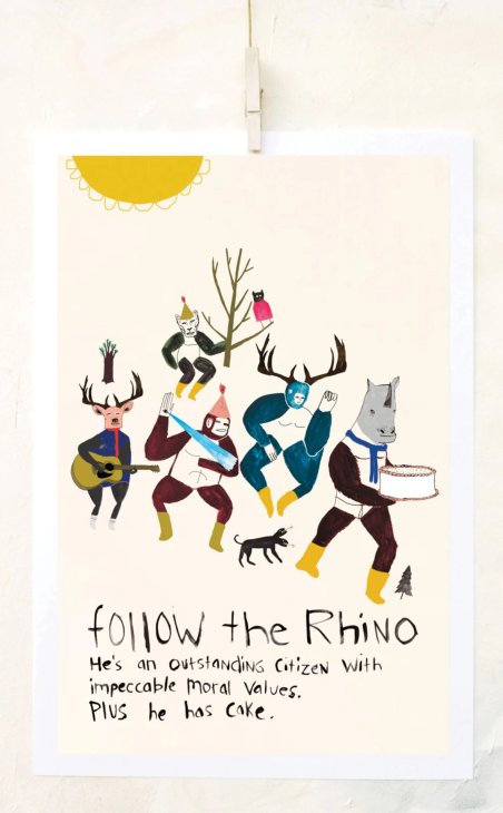 retrowhale | FOLLOW THE RHINO POSTER | A3 アートプリント/ポスター