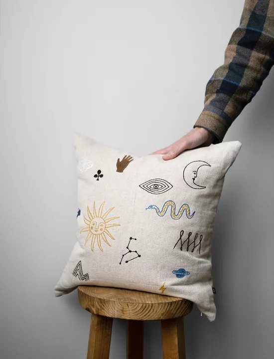 FINE LITTLE DAY | SYMBOL EMBROIDERED CUSHION COVER (no.1695) | 48x48cm NbVJo[ hJ
