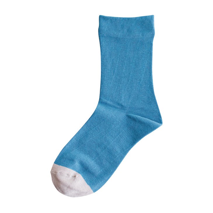 Homie (ホミー) | Cotton Bicolor socks (turquoise) | 靴下 ソックス 可愛い お洒落 ホミー 靴下 くつ下 レディース カラーソックス 綿 ポリエステル アクリル ポリウレタン おしゃれ かわいい バイカラー 日本製 ギフト プレゼント　turquoise ターコイズ 水色