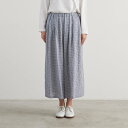 【再入荷】HEAVENLY (ヘブンリー) Linen Gaucho Pants (gingham gray) ボトムス ギンガム グレー お洒落 ガウチョパンツ ロング丈 レディース ウエストゴム ナチュラル ゆったり 美脚 細見え チェック きれいめ 麻100 リネン カジュアル 30代 40代 50代