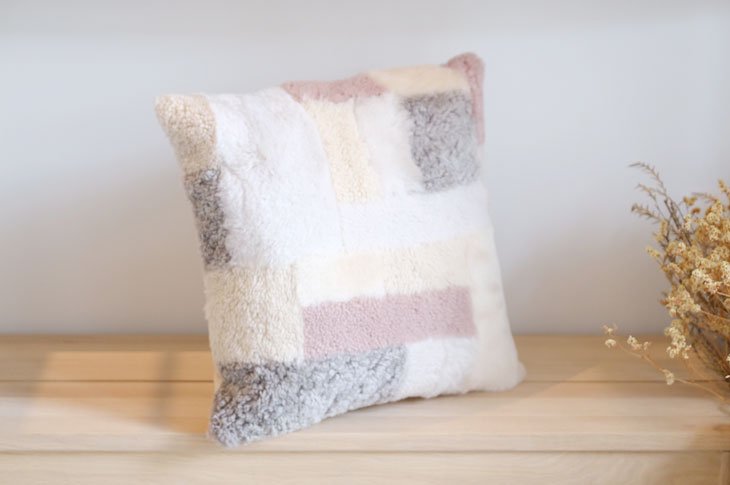 【SALE セール】STAMP AND DIARY Owen Barry | SQUARE PATCH CUSHION 45x45cm natural | クッション オーウェンバリー