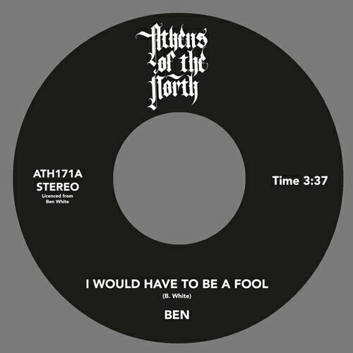 BEN WHITE / I WOULD HAVE TO BE A FOOL (7") 1982年レア・ブギーファンクがリイシュー！ Otis ReddingやCab Callowayの従兄弟にして、Marvin GayeやBloodstone、Carl Carltonのバックを務めていたというBen White。彼が1982年にBen名義で自主レーベルよりリリースした12"音源に収録されていた楽曲が、Athens Of The Northより7"リイシュー！ファンキー＆ブギーなトラックでアッパーなA面「I Would Have To Be A Fool」とAORファンにもオススメの煌びやかなスロー・ナンバー「Just Give Love A Try」を収録！ TRACKLIST A. I Would Have To Be A Fool B. Just Give Love A Try ■商品詳細 品番 ATH171 製造国 / 年 UK / 2024 LABEL Athens Of The North コンディション 新品 配送方法 宅配便/メール便 備考 - ★在庫の無い商品、サイズ、カラーにつきましてはお取り寄せ可能な場合もございます。お気軽にお問い合せください。 ★色味はブラウザ上と、実際の商品とは誤差があることがございます。予めご了承ください。